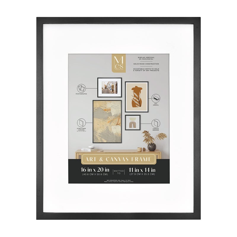 MCS Art Frame with Mat Opening, Black, 16 x 20 in - Image 1